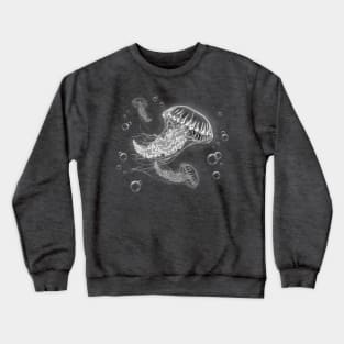 Jellyfish White Lineart Crewneck Sweatshirt